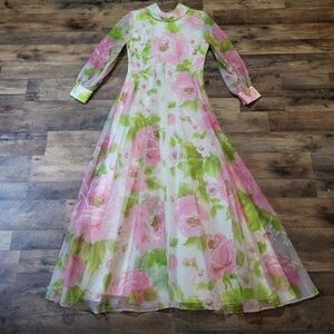 Vintage Avalon Classics Longsleeve Floral Maxi Gown Size 12